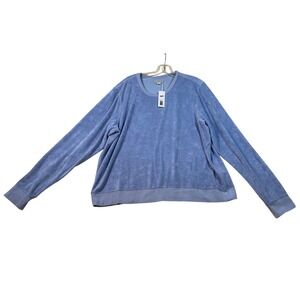 Outerknown Womens Hightide Crewneckt Sweatshirt Blue Terry Cloth XL 2240021